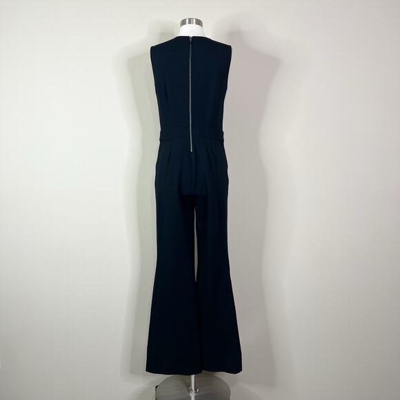 Spanx | Black Perfect Sleeveless V Neck Ponte Flare Leg Slimming Jumpsuit M EUC - Picture 7 of 11